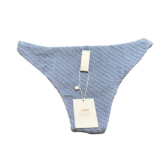 NWT Andie Swim Bikini Cheeky Bottom Macrame in Slate Dusty Blue‎ Size XS AB467 - Picture 2 of 4